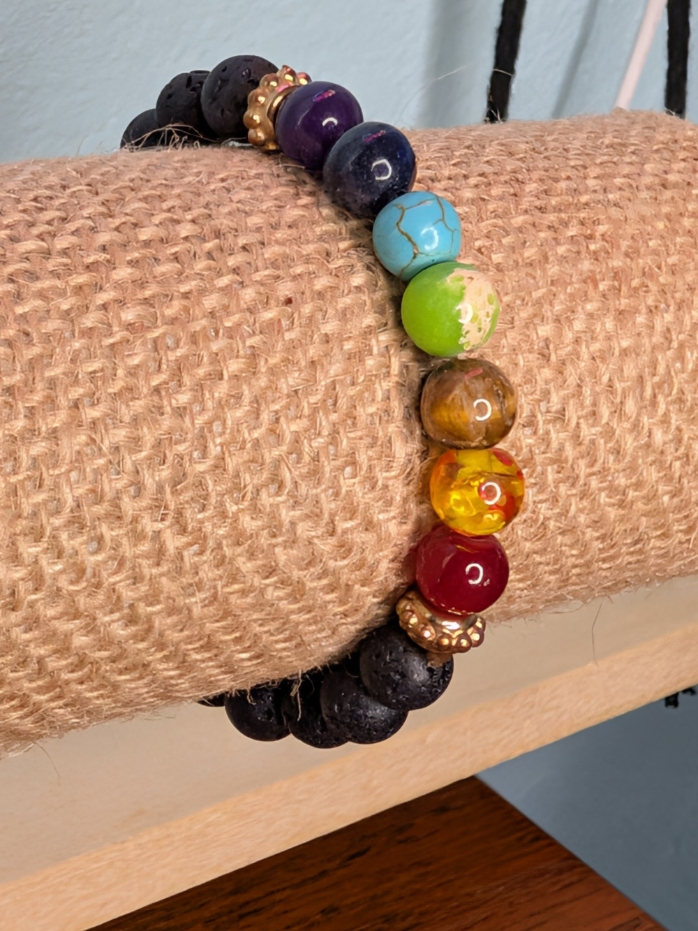 7 Chakra Lava Rock Energy Bracelet Mount Kurama